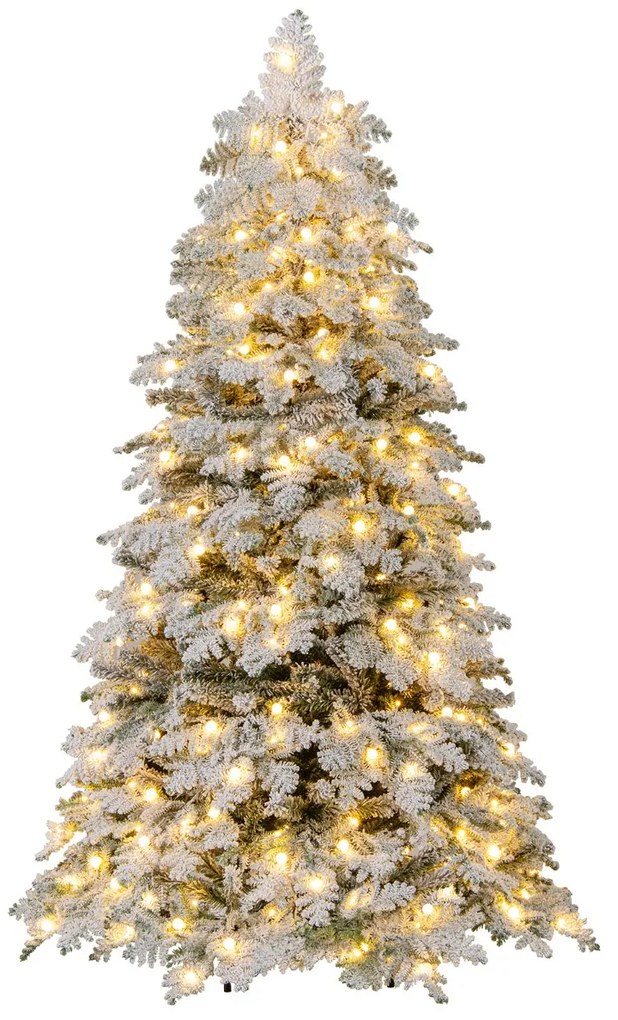 Árvore de Natal artificial de 180 cm com neve artificial, 130 bolinhas brilhantes, luzes LED (DECORAÇÕES NÃO INCLUIDAS), 616 pontas de galhos e 8 modo