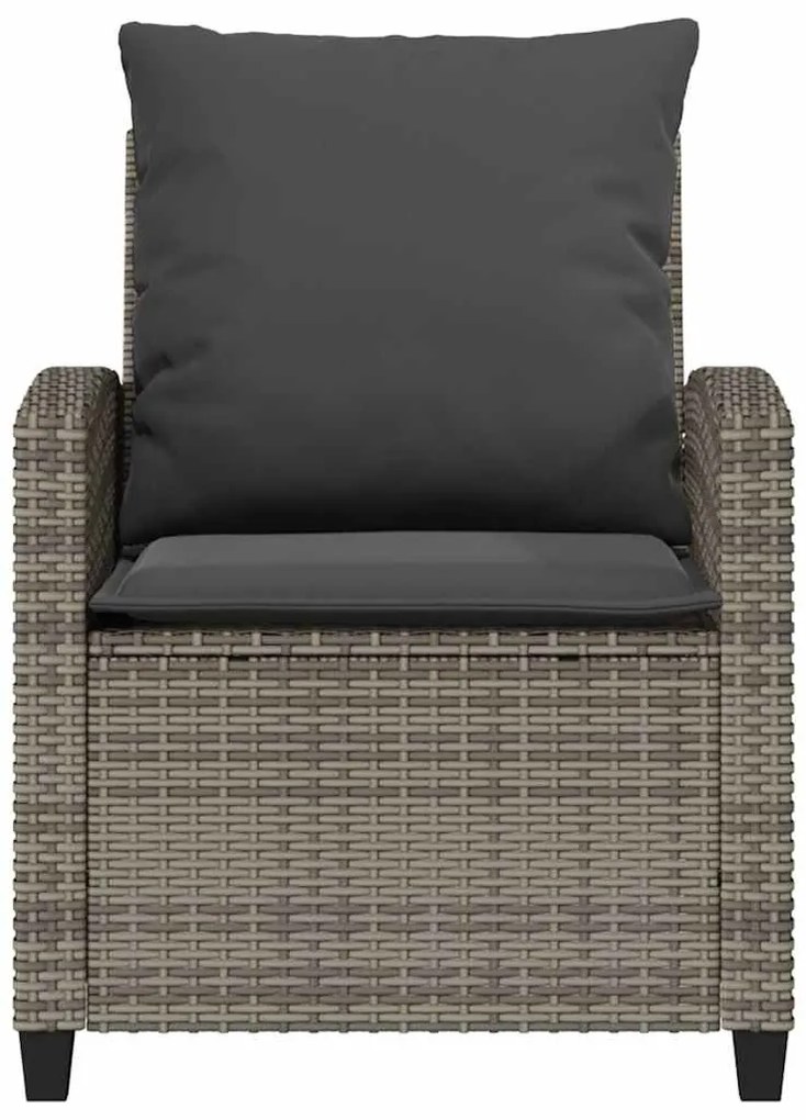 4 pcs conjunto sofás de jardim c/ almofadões vime PE cinzento