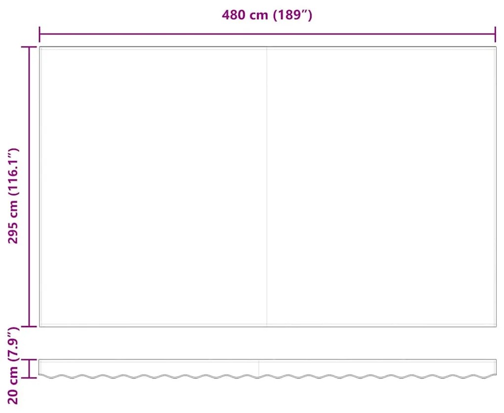 Toldo Manual Retrátil com Listras Multicores LED 500x300 cm