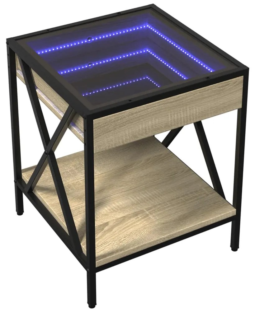 Mesa de cabeceira c/ LED Infinity 40x40x49 cm carvalho sonoma