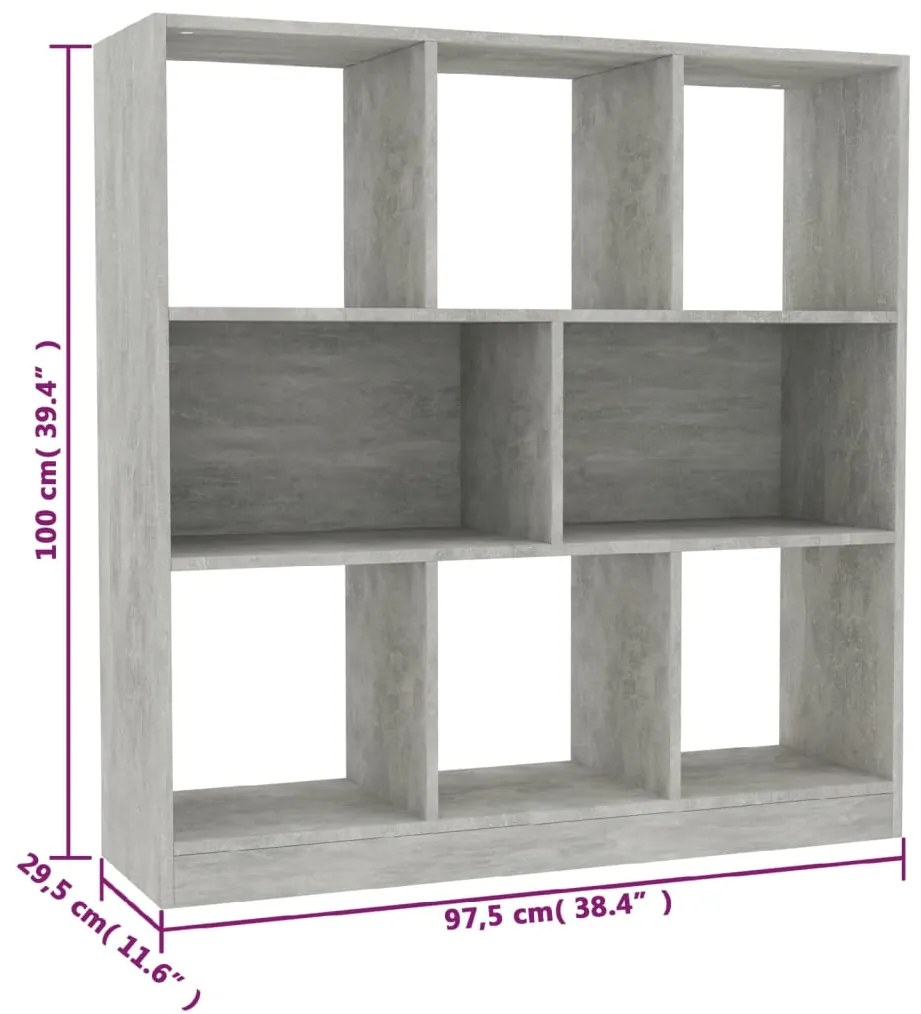 Estante 97,5x29,5x100 cm contraplacado cinzento cimento