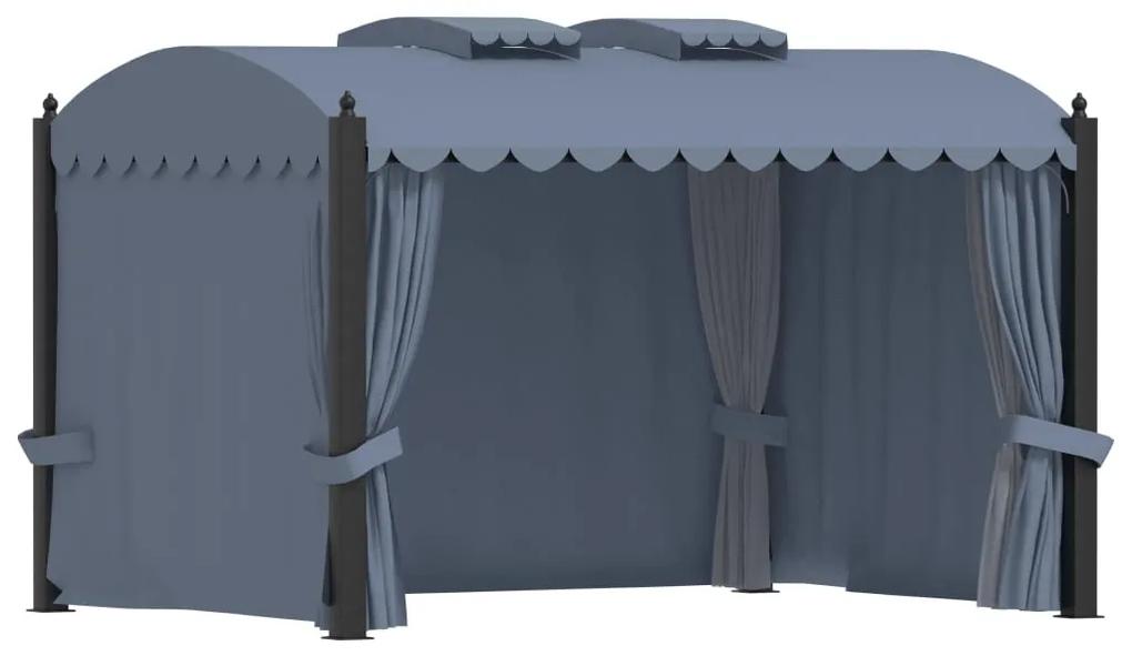 Gazebo com cortinas 3x4 m aço antracite