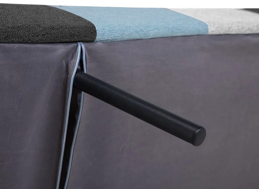 Sofá-cama de 3 lugares em tecido patchwork cinzento e azul INGARO Beliani