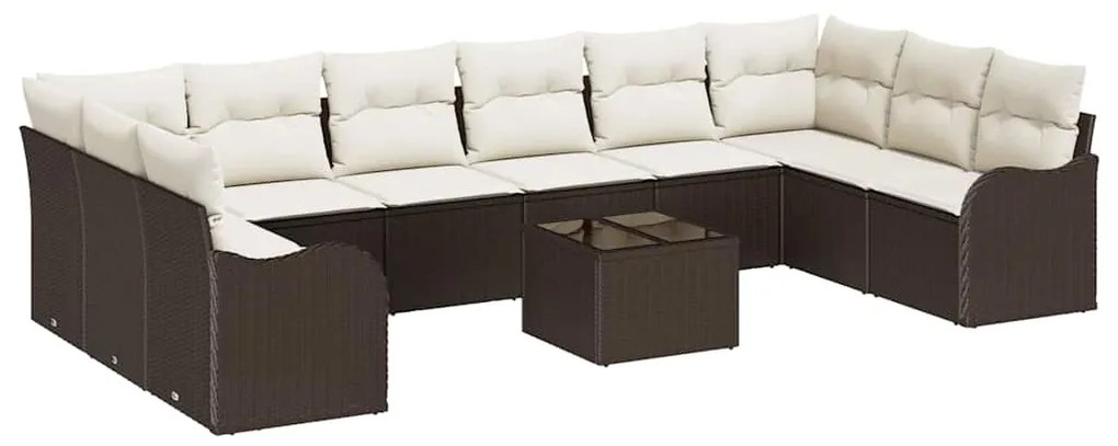 Conjunto de Sofá de Jardim com 10 Peças e Almofadas em Rattan Poliéste