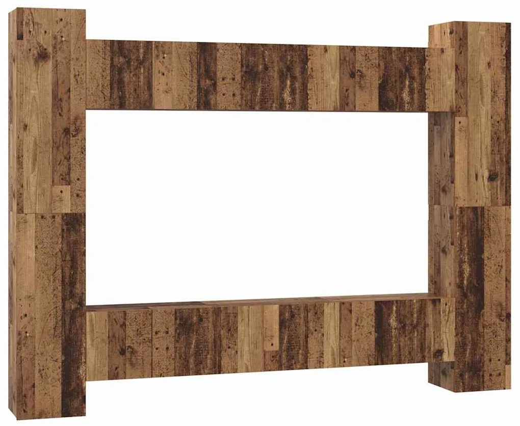 Conjunto de móvel de TV 10 pcs Madeira antiga 30.5 x 30 x 90 cm
