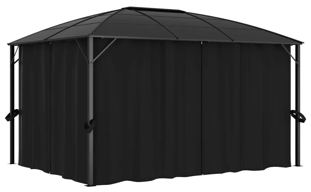 Gazebo com cortinas 400x300x265 cm antracite