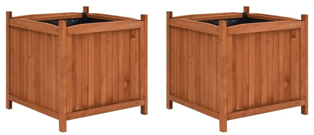 Vasos/floreiras 2 pcs 50x50x50 cm madeira de abeto