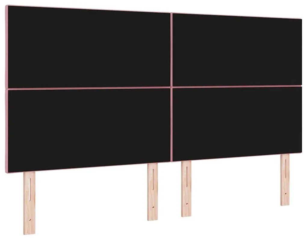 <strong>Cabeceira em veludo rosa</strong> da com design de blocos de d