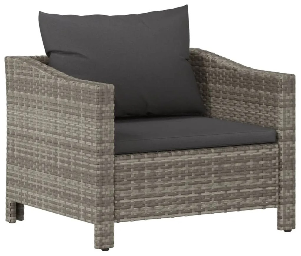 6 pcs conjunto lounge de jardim c/ almofadões vime PE cinzento