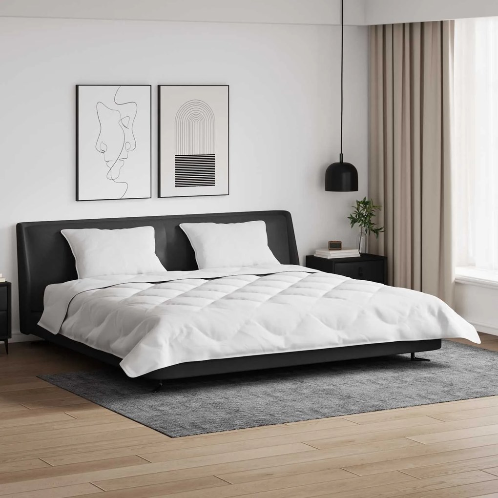 vidaXL Edredom de Inverno com travesseiro 3 pcs Branco Microfibra