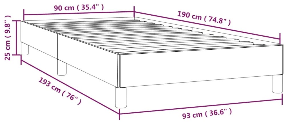 Estrutura de cama 90x190 cm tecido cinzento-escuro