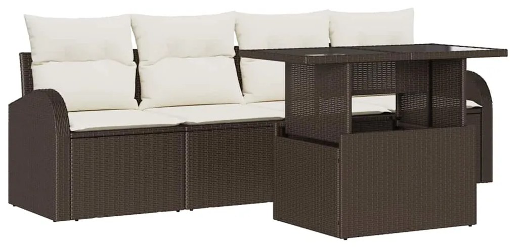 Conjunto de Sofás para Jardim vidaXL de 5 Peças com Almofadas Rattan P