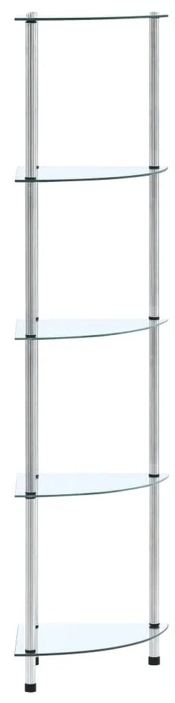 vidaXL Estante 5 prateleiras 30x30x130 cm vidro temperado transparente