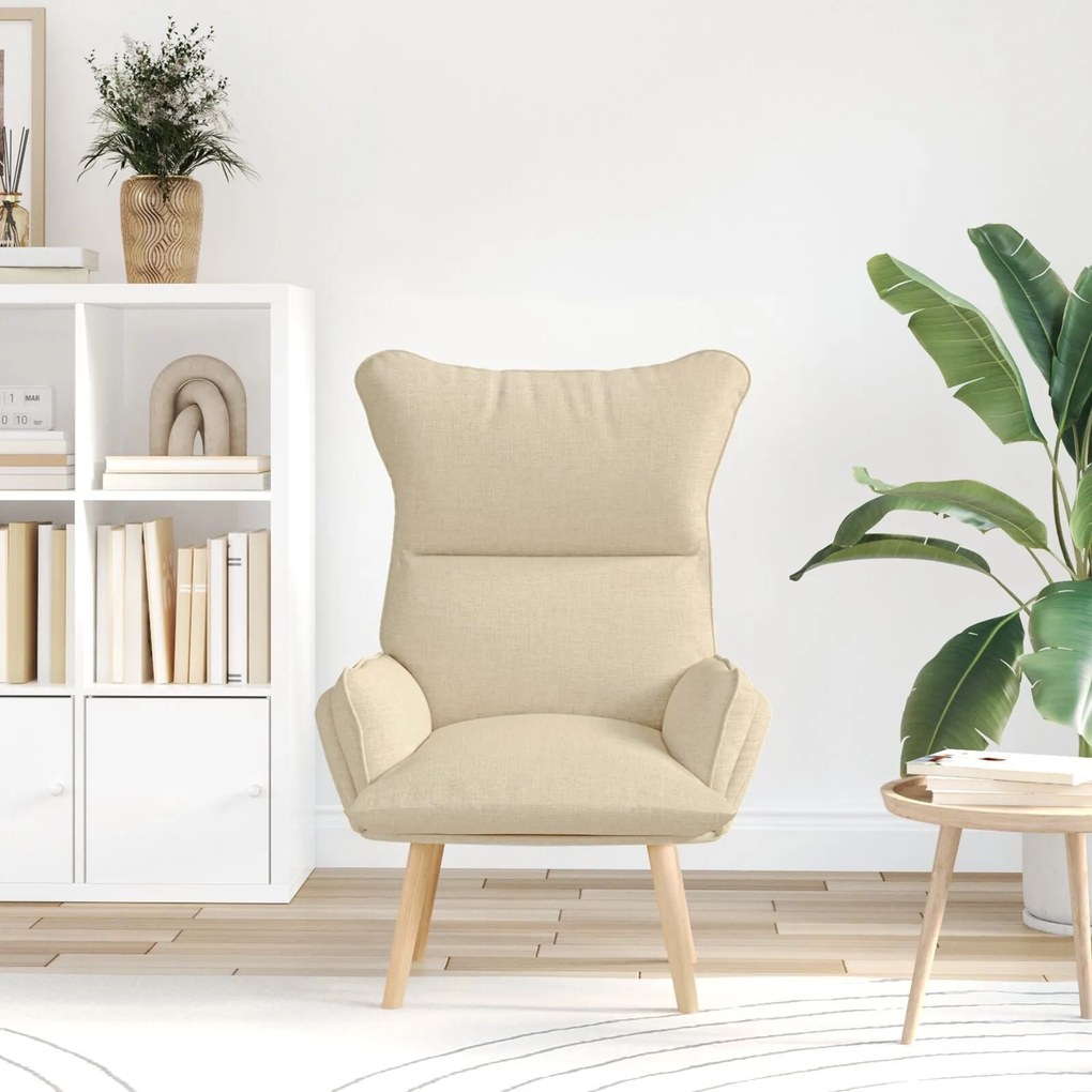 Cadeira Relaxante vidaXL em Tecido Creme