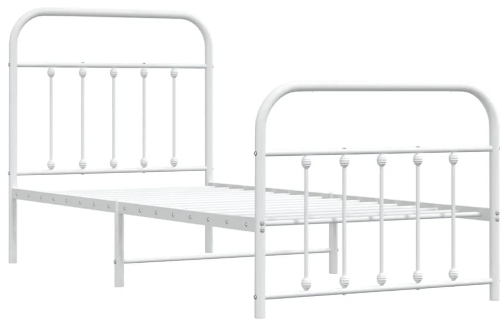 Estrutura de cama com cabeceira e pés 90x190 cm metal branco