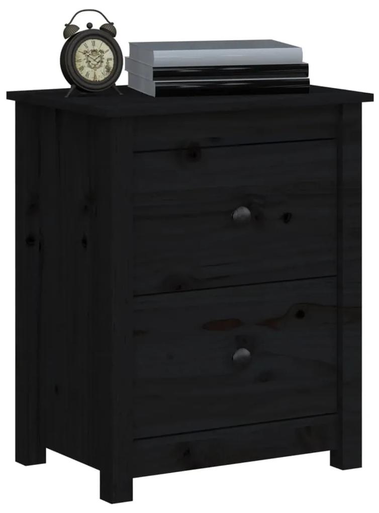Mesa de cabeceira 50x35x61,5 cm madeira de pinho maciça preto