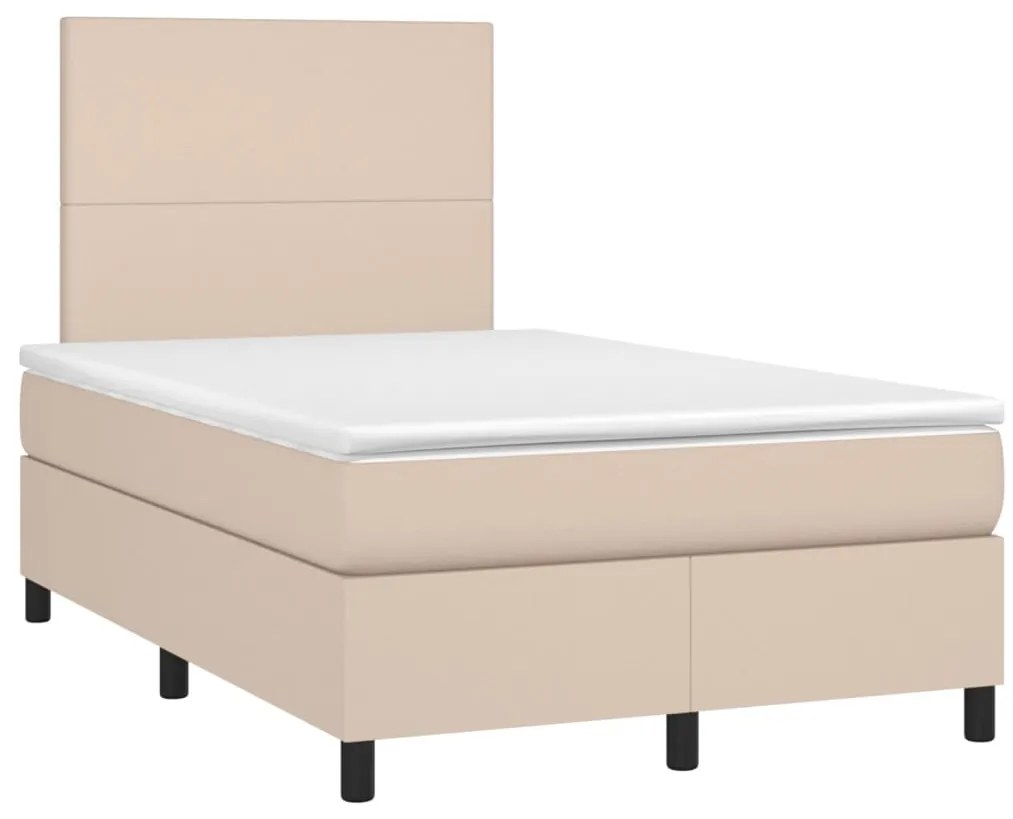 Cama com molas/colchão 120x200 cm couro artificial cappuccino