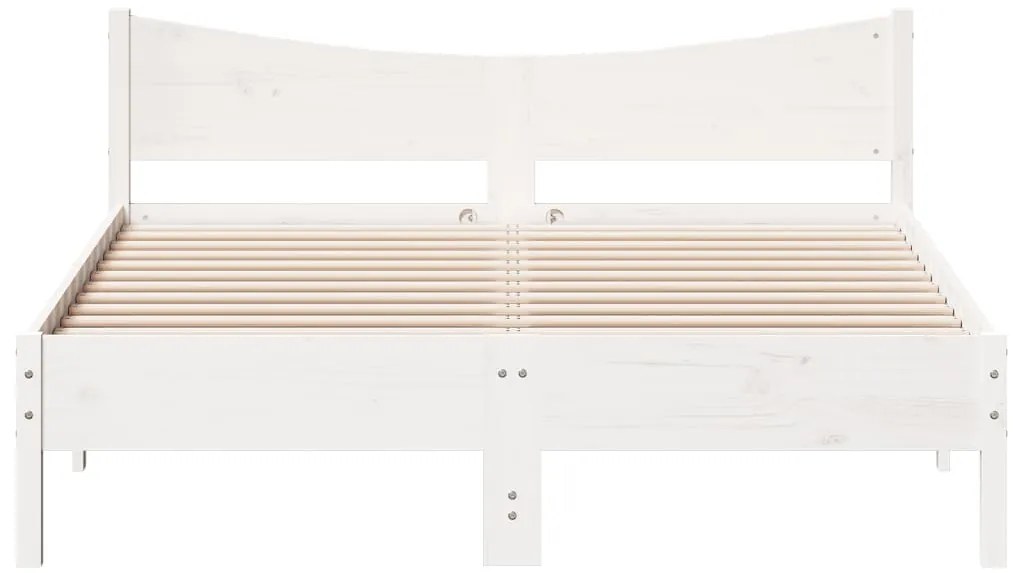 Cama sem colchão 150x200 cm madeira de pinho maciça branco