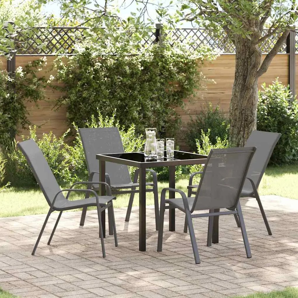 vidaXL Conjunto de Jardim com 5 Peças - Aço e Textileno Cinza