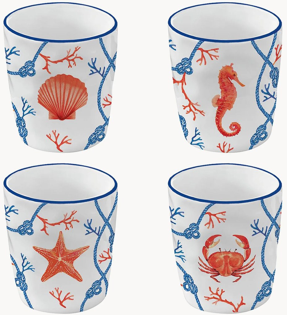 Chávenas de café em porcelana Cote De Mer, conjunto de 4