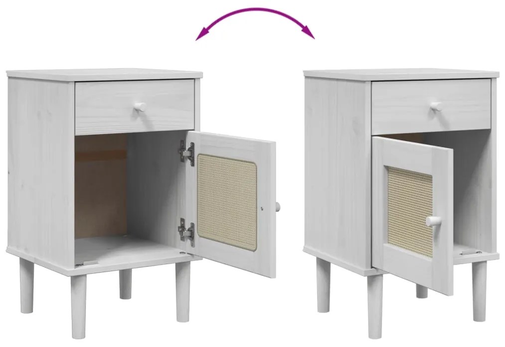 Mesa de cabeceira SENJA 40x35x65 cm pinho maciço branco