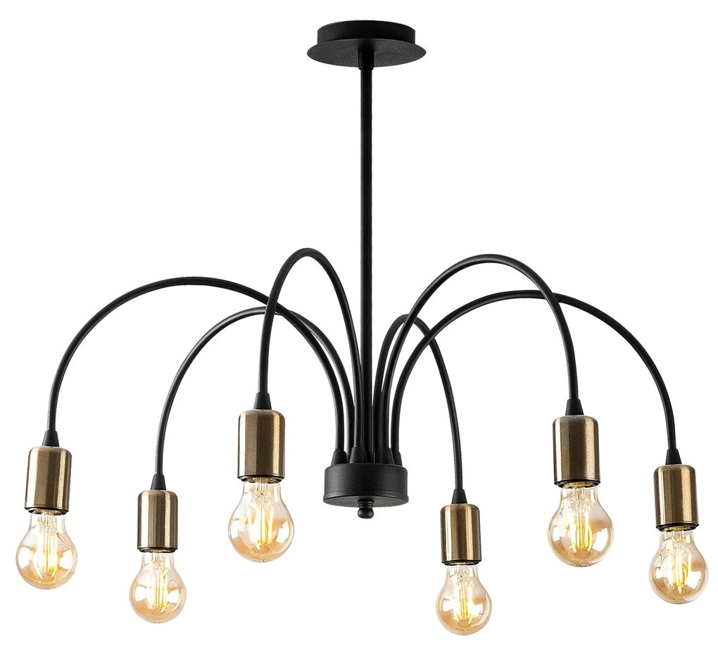 Candeeiro de Teto Sorek – Preto – 68 x 68 cm