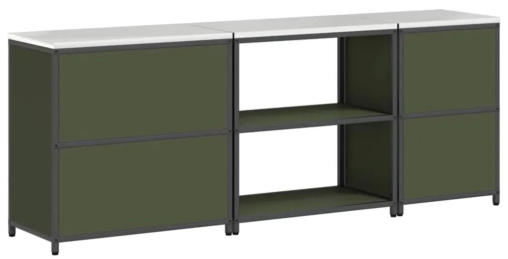 Conjunto de Armazenamento de Cozinha 3 pcs Verde Oliva