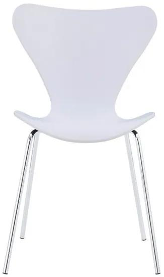 Conjunto 4 Cadeiras JACOBO, empilhável, cromada, acabamento branco