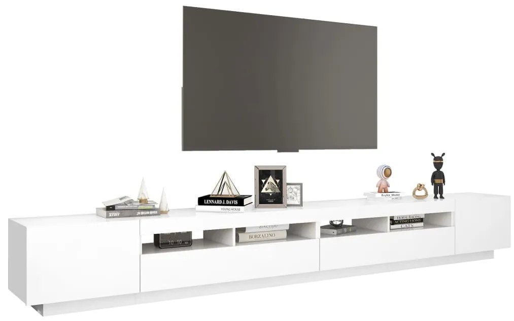Móvel de TV com luzes LED 300x35x40 cm branco