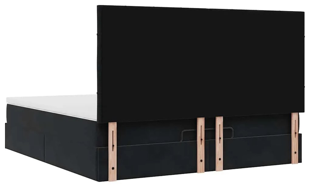 Estrutura de cama otomana com colchões 160x200 cm veludo preto