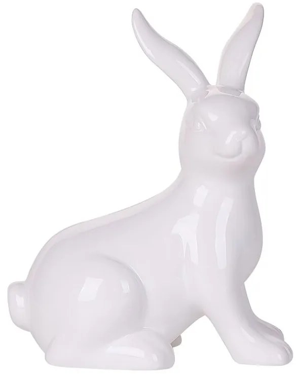 Figura decorativa com forma de coelho em cerâmica branca 21 cm MORIUEX Beliani