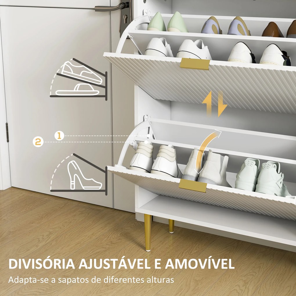Sapateira Estreita Sapateira para Entrada com Prateleiras Ajustáveis para 20 Pares de Sapatos 105x24x91,5 cm Branco