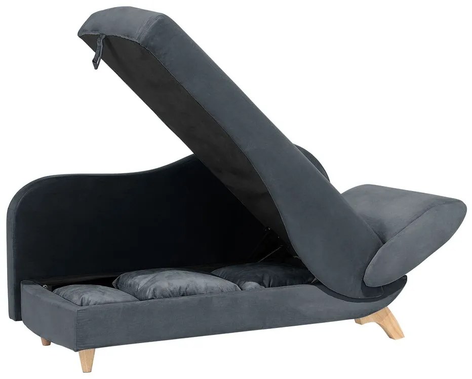 Chaise-longue à direita de 2 lugares com arrumação em veludo cinzento escuro MERI Beliani