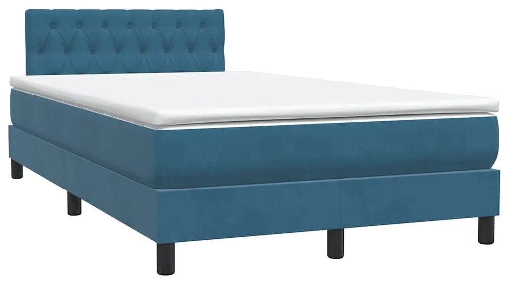 Cama com molas/colchão 120x210 cm veludo azul-escuro