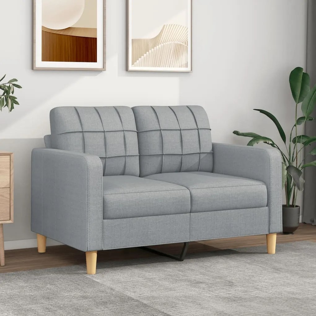 359083 vidaXL Sofá de 2 lugares em tecido 120 cm cinzento-claro