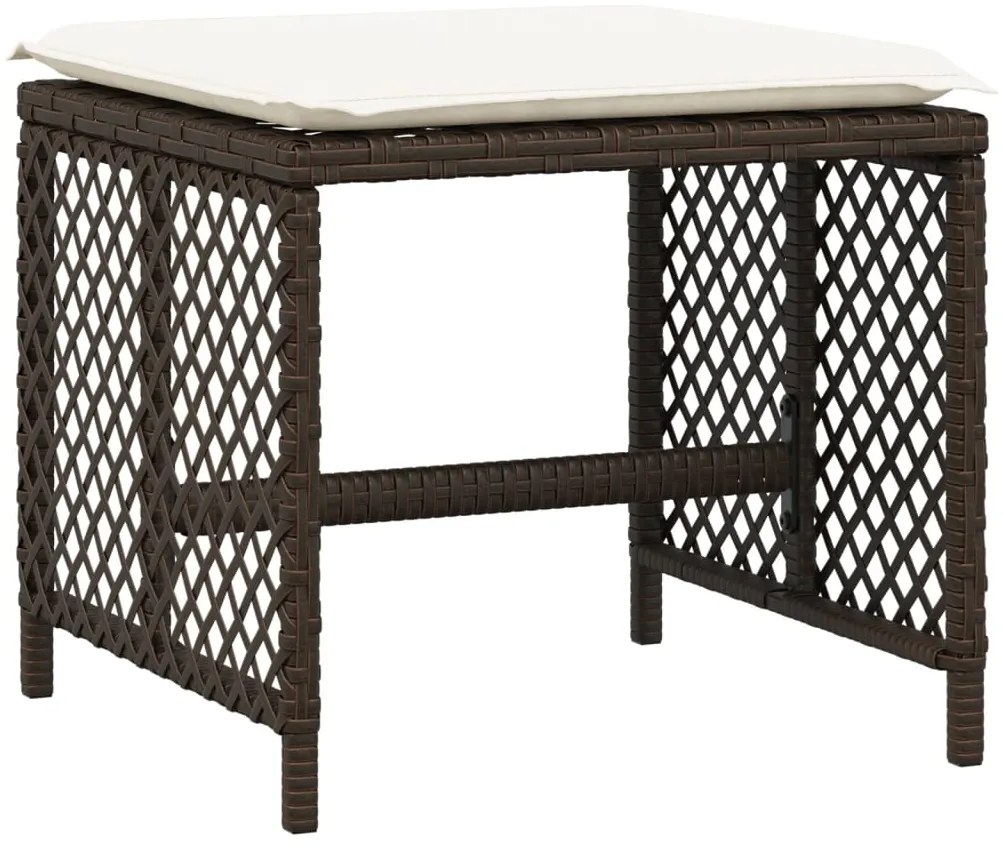 9 pcs conjunto jantar p/ jardim c/ almofadões vime PE castanho