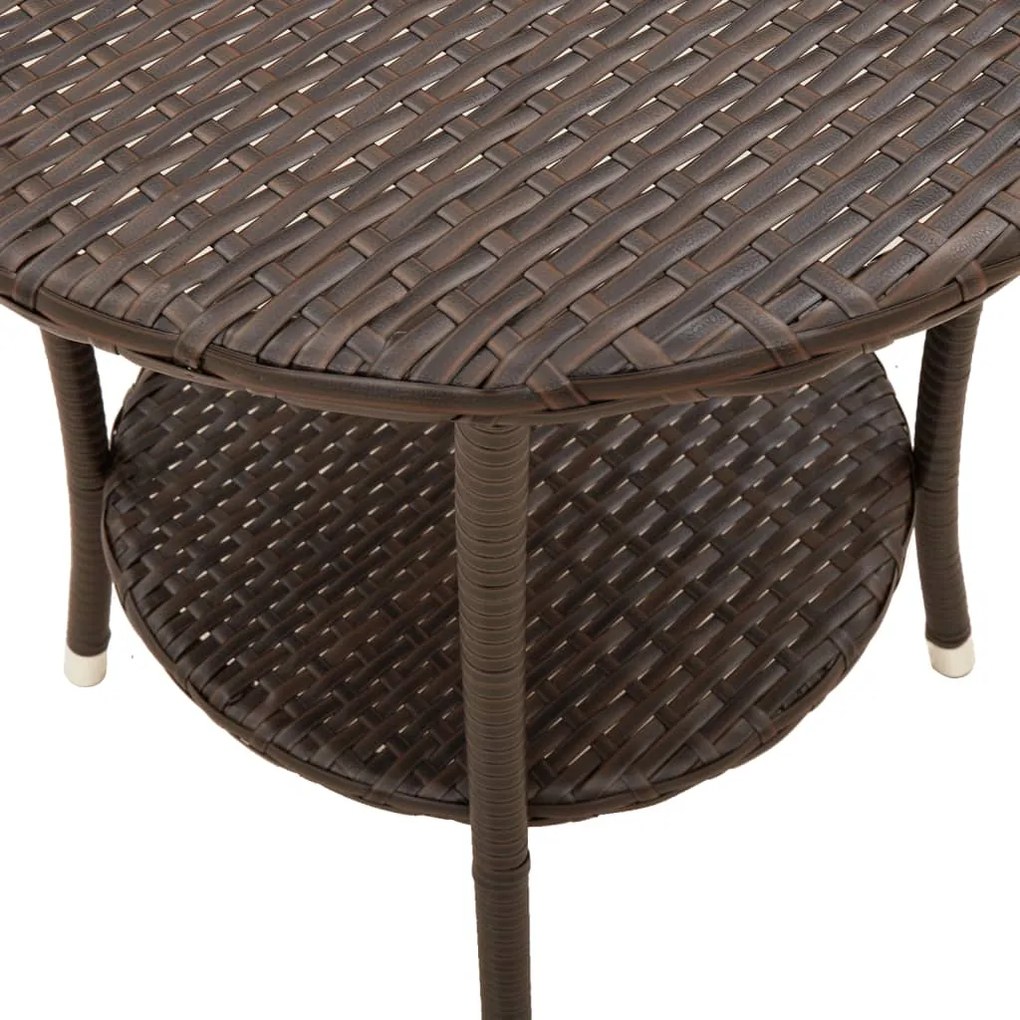 Cadeiras jardim reclináveis 2 pcs c/ mesa vime PE castanho