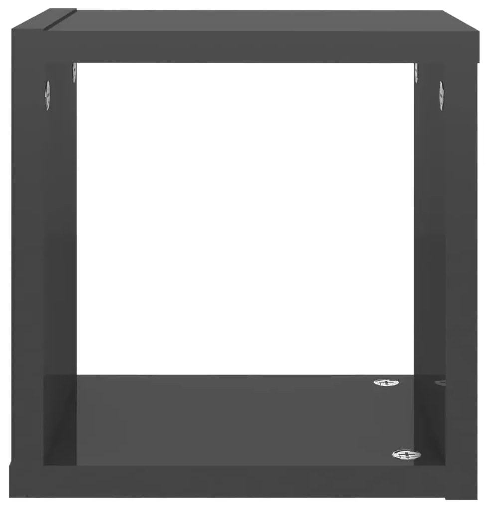 Prateleiras parede forma de cubo 6 pcs 22x15x22 cm cinza brilh.