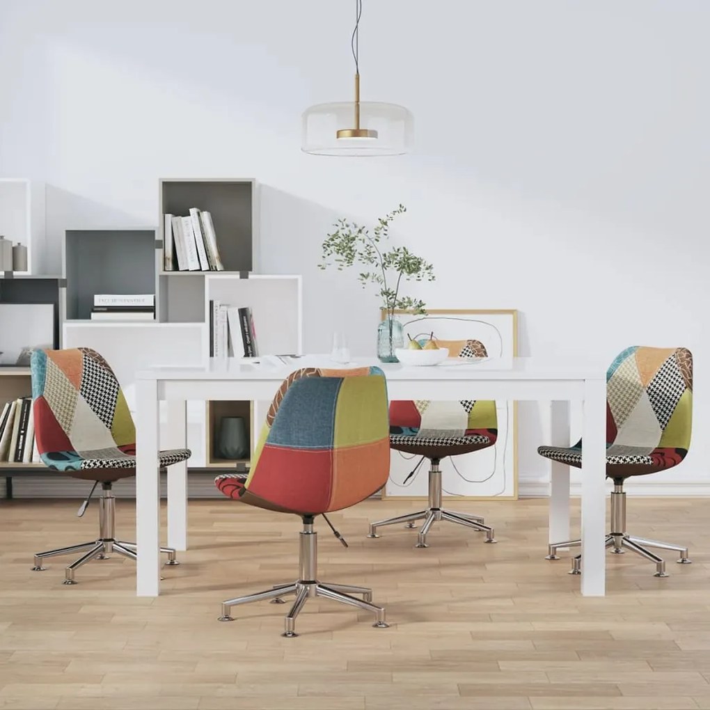 vidaXL Cadeiras de jantar giratórias 4 pcs retalhos de tecido