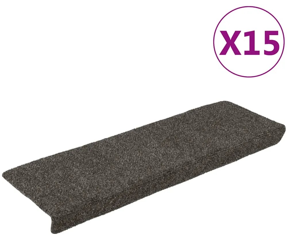 vidaXL Tapetes de escada 15 pcs 65x21x4 cm tecido agulhado antracite