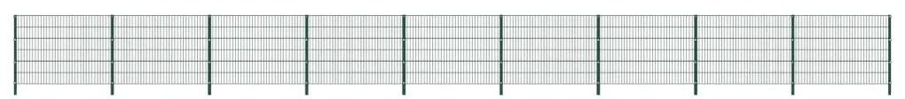 vidaXL Painel de vedação com postes ferro 15,3x1,2 m verde