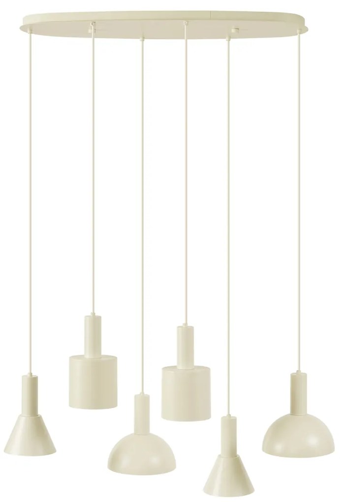 Candeeiro suspenso escandinavo creme 6 luzes - Biles Escandinavo