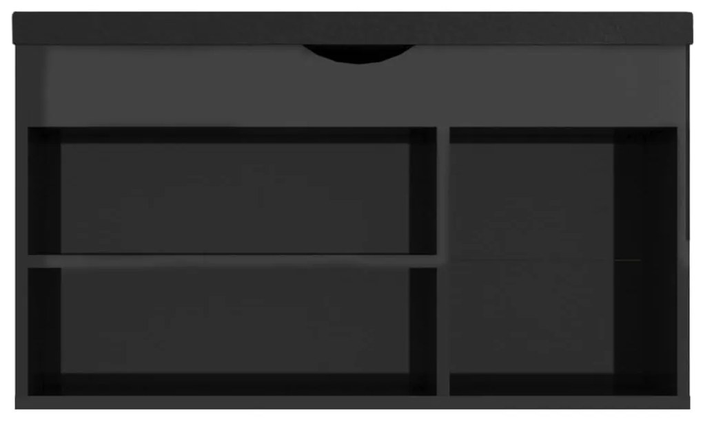 Banco sapateira + almofadão contr. 80x30x47 cm preto brilhante