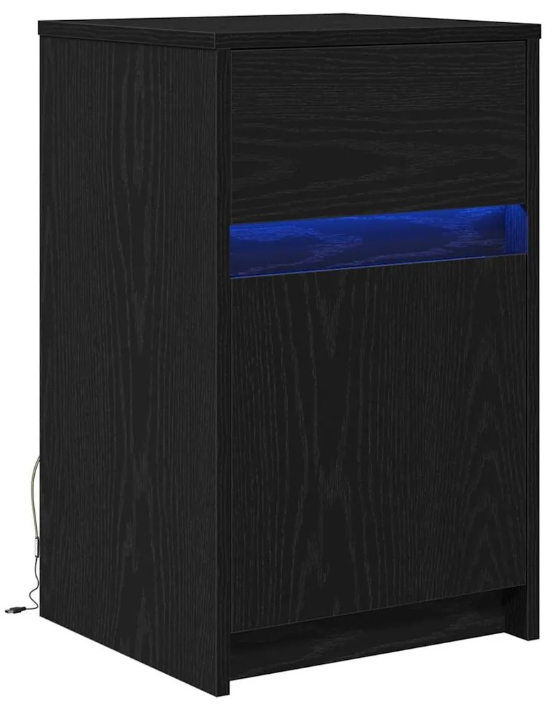 Criado-mudo LED Carvalho preto 38 x 34 x 61 cm Aglomerado