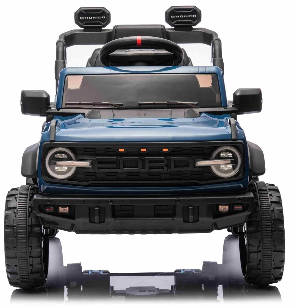 Carro elétrico para crianças 12V Ford Bronco com tração traseira, licenciado (1 Lugar) bateria de lítio, leitor de MP3 com entrada USB, luzes LED Azul