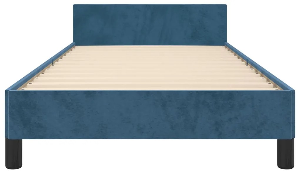 Estrutura de cama c/ cabeceira 90x190 cm veludo azul-escuro