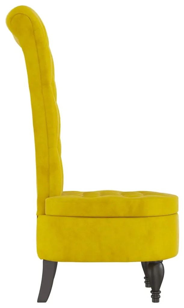 Cadeirão com encosto alto veludo amarelo design de botões