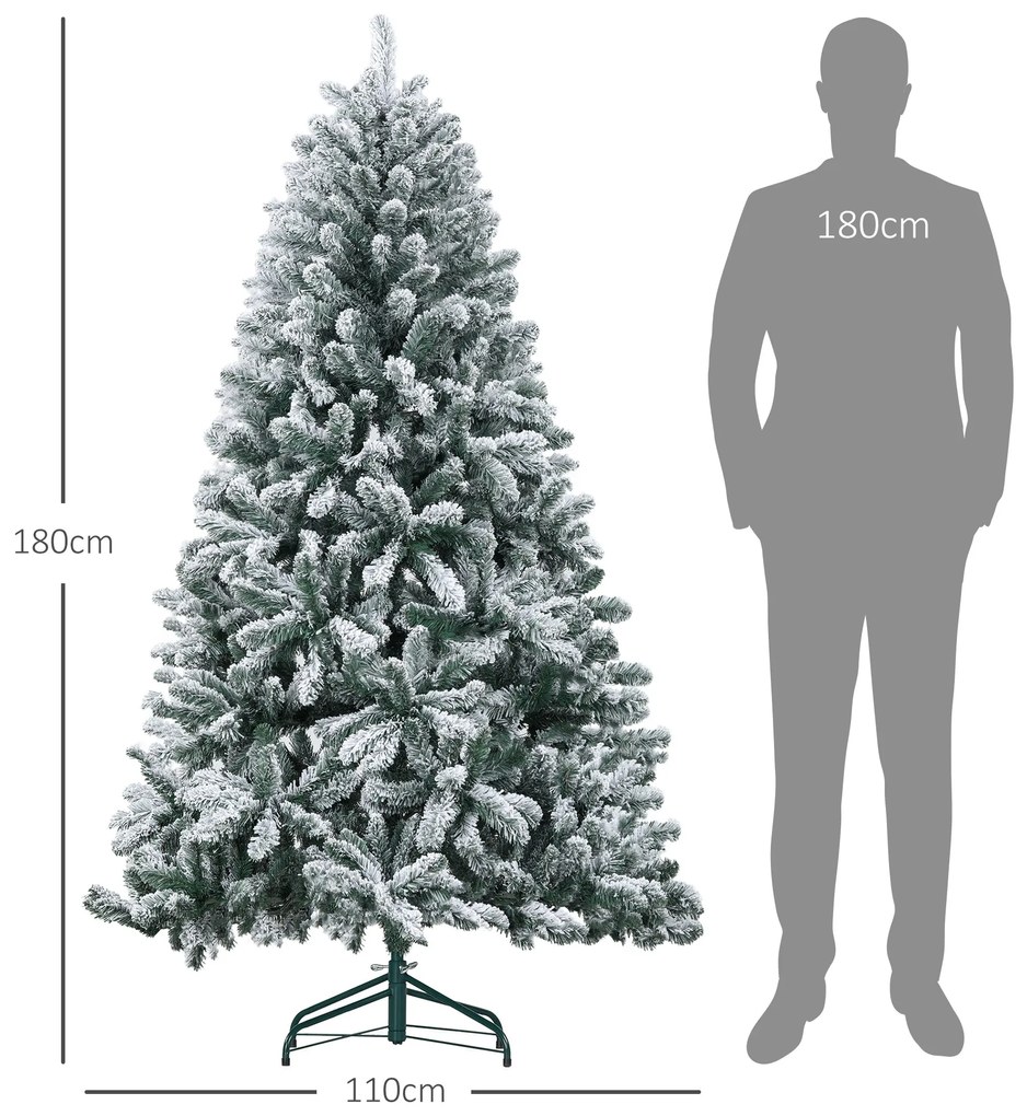 HOMCOM Árvore de Natal 180 cm Árvore de Natal Artificial Nevado com 79