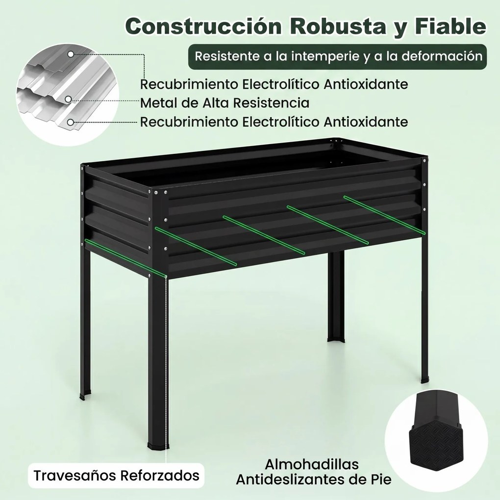 Floreira elevada com estufa 112 x 55 x 152 cm, canteiro de jardim em metal galvanizado com cobertura de proteção e porta enrolável para pátio, terraço