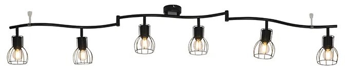 Candeeiro de teto moderno preto 145 cm 6 luzes - Botu Moderno